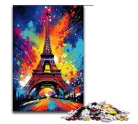 Jigsaw for Adults Eiffel Tower Is Surrounded by Splatters in The Style 1000 Pieces Puzzle Great Gift Suitable for And Teenager 14 And Up 75x50cm
