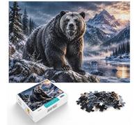 Jigsaw for Adults Grizzly Bear Snowy Mountain Lake 1000pcs (70x50cm) | For the Christmas break: Adult jigsaw puzzle with 1000 pieces brings a classic 1000-piece puzzle to winter leisure.