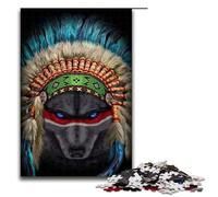 Jigsaw for Adults Indian War Chief Wolf 1000 Pieces Puzzle Great Gift Suitable for And Teenager 14 And Up 75x50cm