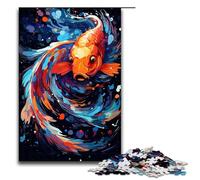 Jigsaw for Adults Koi Fish Is Surrounded by Splatters in The Style 1000 Pieces Puzzle Great Gift Suitable for And Teenager 14 And Up 75x50cm
