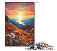 Jigsaw for Adults Mountain Landscape with Wild Flowers 1000 Piece Wooden Puzzle for Family Games 1000 PCS(38x26cm)