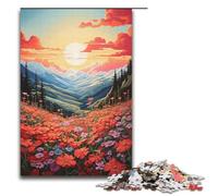 Jigsaw for Adults Mountain Landscape with Wild Flowers 1000 Piece Wooden Puzzle for Kids Age 12 Years Up Educational Toys 1000 PCS(38x26cm)