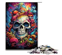 Jigsaw for Adults Painting Colorful Skull Art 1000 Piece Wooden Puzzle for Kids Age 14 Years Up Educational Toys 1000 PCS(75x50cm)