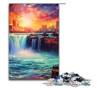 Jigsaw for Adults Psychedelic Niagara Falls at Night 1000 Piece Wooden Puzzle for Family Games 1000 PCS(75x50cm)