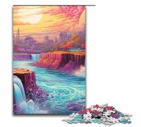 Jigsaw for Adults Psychedelic Niagara Falls at Night 1000 Pieces Puzzle Wooden Puzzles for Adults & Kids Age 12 Years Up 1000 PCS(75x50cm)