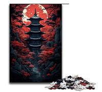 Jigsaw for Adults Red Temple And Darkness of The Moon 1000 Pieces Puzzle Great Gift Suitable for And Teenager 14 And Up 75x50cm