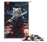 Jigsaw for Adults Samurai Cat Swords Dance 1000 Pieces Puzzle Wooden Puzzles for Adults & Kids Age 12 Years Up 1000 PCS