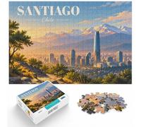 Jigsaw for Adults Santiago Chile Cityscape Illustration 1000pcs (52x38cm) | For puzzle fans who enjoy a challenge: Adult jigsaw puzzle with 1000 pieces fits quiet evenings and weekends.