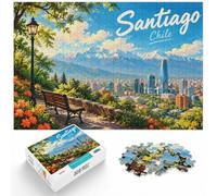 Jigsaw for Adults Santiago, Chile Skyline 1000pcs (52x38cm) | For a useful gift beyond Christmas Day: Adult jigsaw puzzle with 1000 pieces turns winter downtime into puzzle time.