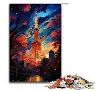 Jigsaw for Adults The Colorful Psychedelia of Tokyo Tower 1000 Pieces Puzzle Great Gift Suitable for And Teenager 14 And Up 75x50cm