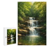 Jigsaw for Adults1000 PCS Cascading Waterfall in Lush Green Forest Adult Jigsaw Puzzle Relaxing Games Stress Reliever Birthday Present, Gifts, 1000 PCS