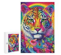 Jigsaw for Adults1000 PCS Colorful Leopard Art Print-4 Adult Jigsaw Puzzles Birthday Present Difficult And Challenge Birthday And Unique Gifts 1000 PCS