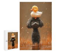 Jigsaw for Adults1000 PCS Duck on Dog's Head-3 Adult Jigsaw Puzzles Birthday Present Difficult And Challenge Birthday And Unique Gifts 1000 PCS