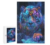 Jigsaw for Adults1000 PCS Neon Tiger Art Print-7 Adult Jigsaw Puzzles Birthday Present Difficult And Challenge Birthday And Unique Gifts 1000 PCS