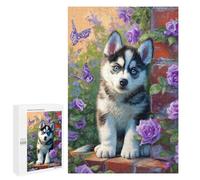Jigsaw for Adults1000 PCS Painted Husky with Flowers -1 Adult Jigsaw Puzzles Birthday Present Difficult And Challenge Birthday And Unique Gifts 1000 PCS