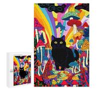 Jigsaw for Adults1000 PCS Psychedelic Mushroom Cat Art Print-2 Jigsaw for Teenagers For Family Fun Educational Challenge Unique Birthday And Gifts 1000 PCS
