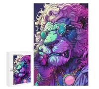 Jigsaw for Adults1000 PCS Stylish Lion with Sunglasses Adult Jigsaw Puzzles Birthday Present Difficult And Challenge Birthday And Unique Gifts 1000 PCS
