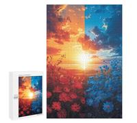 Jigsaw for Adults1000 PCS Sunset Fields Red Vs. Blue Adult Jigsaw Puzzles Birthday Present Difficult And Challenge Birthday And Unique Gifts 1000 PCS