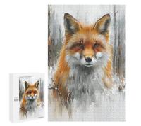 Jigsaw for Adults1000 PCS Winter Fox Portrait Painting Adult Jigsaw Puzzles Birthday Present Difficult And Challenge Birthday And Unique Gifts 1000 PCS