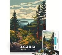 Jigsaw for Adults1000 Pieces Acadia National Park Poster Smooth Joint Fun Mental Focus Game Casual Game Time Birthday Fun Gift(38x26cm)