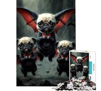 Jigsaw for Adults1000 Pieces Adorable Pugs Vampires Educational Game Toy Intellectual Game Great Gifts for Games Difficult Challenge (Size 50x75cm)