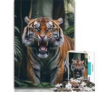 Jigsaw for Adults1000 Pieces Angry Tiger Portrait Beautiful Design Game Learning Educational Birthday Gift (size 38x26cm)