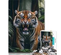 Jigsaw for Adults1000 Pieces Angry Tiger Portrait Beautiful Design Game Learning Educational Birthday Gift (size 50x75cm)