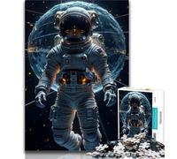 Jigsaw for Adults1000 Pieces Astronaut in Space with Earth Beautiful Design Game Learning Educational Birthday Gift (size 50x75cm)