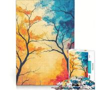 Jigsaw for Adults1000 Pieces Autumn Tree Silhouette, Brain Teaser Game, Fun at Home Activities, Wishlist with Santa Claus 38x26cm