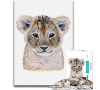Jigsaw for Adults1000 Pieces Baby Lion Portrait Beautiful Design Game Learning Educational Birthday Gift (size 50x75cm)