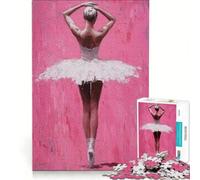 Jigsaw for Adults1000 Pieces Ballet Dancer in Pink, Fun Games, Stress Reliever, with Fully Interlocking Randomly Shaped Pieces 38x26cm