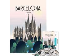 Jigsaw for Adults1000 Pieces Barcelon Spain Poster Brain Intelligence Challenge Addictive Toys Practical Game Presents for Women Great Gifts (Size 75x50cm)