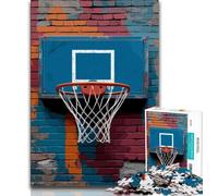 Jigsaw for Adults1000 Pieces Basketball Hoop on Brick Wall Beautiful Design Game Learning Educational Birthday Gift (size 50x75cm)