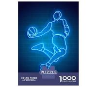 Jigsaw for Adults1000 Pieces Basketball Player Jump Neo Jigsaw Puzzle Brain Teaser Game Difficult Hard Gifts for Friends And Family 70x50cm/1000pcs