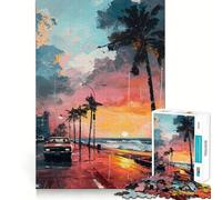 Jigsaw for Adults1000 Pieces Beachside Sunset Drive Perfect Edge Play Smart Play Gift Idle Play Game Christmas Leisure Art (38x52cm)