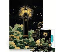 Jigsaw for Adults1000 Pieces Beacon of Eternity︰ Guiding Light in The Storm Perfect Edge Play Smart Play Gift Idle Play Game Christmas Leisure Art (38x52cm)