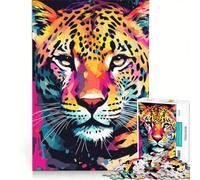 Jigsaw for Adults1000 Pieces Beautiful Jaguar Pop Art, Fun Games, Stress Reliever, with Fully Interlocking Randomly Shaped Pieces 50x75cm