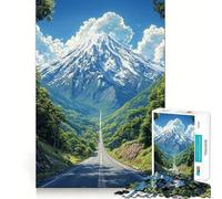 Jigsaw for Adults1000 Pieces Beautiful Mountain Road Illustration Tight Fit Play Logic Puzzle Play Easy Play Game Christmas Wall Art (50x75cm)