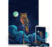 Jigsaw for Adults1000 Pieces Beautiful Owl At Night Perfect Edge Play Smart Play Gift Idle Play Game Christmas Leisure Art (38x52cm)