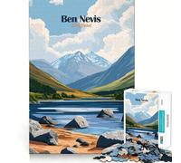 Jigsaw for Adults1000 Pieces Ben Nevis Mountain Landscape Tight Fit Play Logic Puzzle Play Easy Play Game Christmas Wall Art (38x26cm)