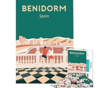 Jigsaw for Adults1000 Pieces Benidorm Spain Travel Brain Intelligence Challenge Addictive Toys Practical Game Presents for Women Great Gifts (Size 75x50cm)