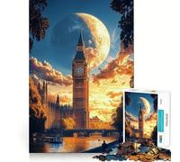 Jigsaw for Adults1000 Pieces Big Ben ﹨uamp; London Sunset Tight Fit Play Logic Puzzle Play Easy Play Game Christmas Wall Art (38x52cm)