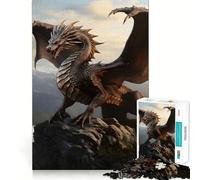 Jigsaw for Adults1000 Pieces Big Bronze Dragon On Hill Perfect Edge Play Smart Play Gift Idle Play Game Christmas Leisure Art (38x52cm)
