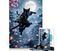 Jigsaw for Adults1000 Pieces Black Cat Ninja Flawless Cut Fun, Mind Skill Fun, Downtime Game Fun, Christmas Art Display (38x52cm)
