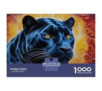 Jigsaw for Adults1000 Pieces Black Panther Portrait with Floral Background Jigsaw for Adults Relaxing Games But Fun And Humorous Challenging To Complete 70x50cm/1000pcs