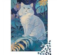 Jigsaw for Adults1000 Pieces Blue Cat Art Print Jigsaw for Adults Relaxing Games But Fun And Humorous Challenging To Complete 38x26cm/1000pcs