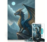 Jigsaw for Adults1000 Pieces Blue Dragon on Mountain Peak Flawless Cut Fun, Mind Skill Fun, Downtime Game Fun, Christmas Art Display (38x26cm)