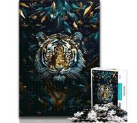 Jigsaw for Adults1000 Pieces Blue Geometry Tiger Beautiful Design Game Learning Educational Birthday Gift (size 38x26cm)