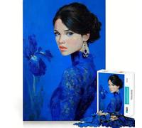 Jigsaw for Adults1000 Pieces Blue Portrait with Iris Flawless Cut Fun, Mind Skill Fun, Downtime Game Fun, Christmas Art Display (50x75cm)