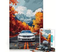 Jigsaw for Adults1000 Pieces BMW Mi Nature White Car Flawless Cut Fun, Mind Skill Fun, Downtime Game Fun, Christmas Art Display (38x52cm)